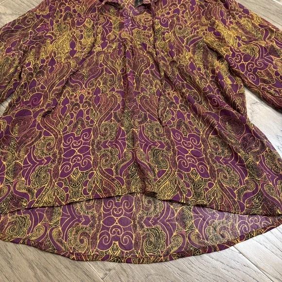 Petticoat Alley Women's XS ‎ Multi color Blouse Feminine BOHO 3/4 sleeve - Picture 2 of 8